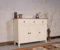 Spain Solid Mango Wood Sideboard Cabinet - 3 Doors & 3 Drawers - Sideboard - Furniselan - Frosty-White