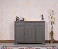 Spain Solid Mango Wood Sideboard Cabinet - 3 Doors & 3 Drawers - Sideboard - Furniselan - Slate-Grey