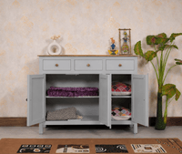 Spain Solid Mango Wood Sideboard Cabinet - 3 Doors & 3 Drawers - Sideboard - Furniselan - Cool Grey