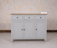 Spain Solid Mango Wood Sideboard Cabinet - 3 Doors & 3 Drawers - Sideboard - Furniselan - Cool Grey