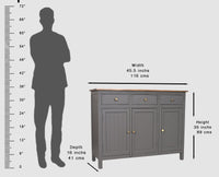 Spain Solid Mango Wood Sideboard Cabinet - 3 Doors & 3 Drawers - Sideboard - Furniselan - Slate-Grey