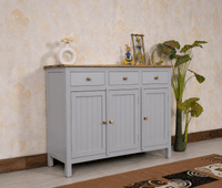 Spain Solid Mango Wood Sideboard Cabinet - 3 Doors & 3 Drawers - Sideboard - Furniselan - Cool Grey