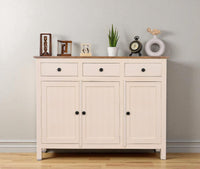 Spain Solid Mango Wood Sideboard Cabinet - 3 Doors & 3 Drawers - Sideboard - Furniselan - Frosty-White