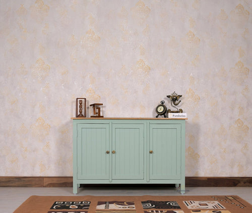 Spain Solid Mango Wood Sideboard Cabinet - Three Doors - Sideboard - Furniselan - Silt-Green