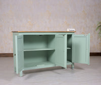 Spain Solid Mango Wood Sideboard Cabinet - Three Doors - Sideboard - Furniselan - Silt-Green