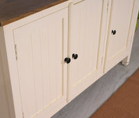 Spain Solid Mango Wood Sideboard Cabinet - Three Doors - Sideboard - Furniselan - Frosty-White