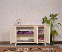 Spain Solid Mango Wood Sideboard Cabinet - Three Doors - Sideboard - Furniselan - Frosty-White