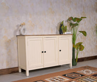 Spain Solid Mango Wood Sideboard Cabinet - Three Doors - Sideboard - Furniselan - Frosty-White