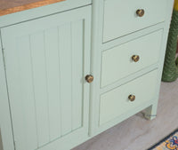 Spain Solid Mango Wood Sideboard Cabinet - Three Drawers & One Door - Sideboard - Furniselan - Silt-Green