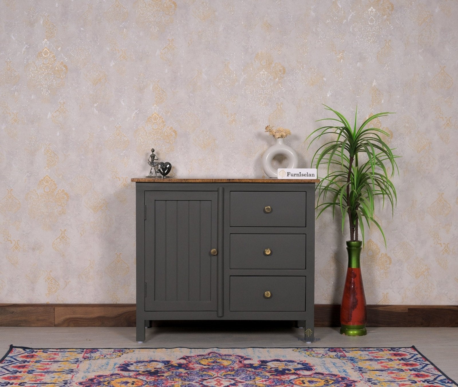 Bianco Solid Mango Wood Large Sideboard 3 Doors & 3 Drawers  White