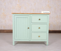 Spain Solid Mango Wood Sideboard Cabinet - Three Drawers & One Door - Sideboard - Furniselan - Silt-Green