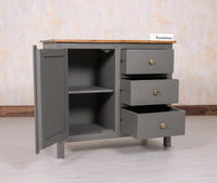 Spain Solid Mango Wood Sideboard Cabinet - Three Drawers & One Door - Sideboard - Furniselan - Slate-Grey