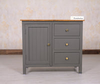 Spain Solid Mango Wood Sideboard Cabinet - Three Drawers & One Door - Sideboard - Furniselan - Slate-Grey