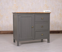 Spain Solid Mango Wood Sideboard Cabinet - Three Drawers & One Door - Sideboard - Furniselan - Slate-Grey