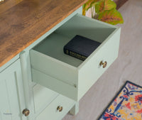 Spain Solid Mango Wood Sideboard Cabinet - Three Drawers & One Door - Sideboard - Furniselan - Silt-Green