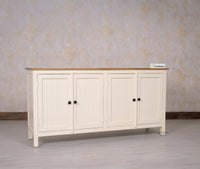 Spain Solid Mango Wood Sideboard Cabinet - 4 Doors - Sideboard - Furniselan - Frosty-White