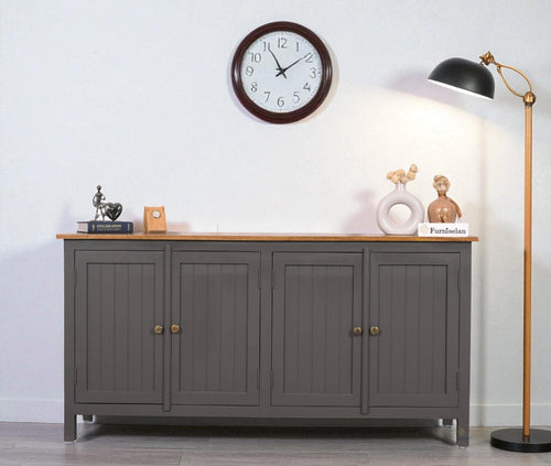 Spain Solid Mango Wood Sideboard Cabinet - 4 Doors - Sideboard - Furniselan - Slate-Grey