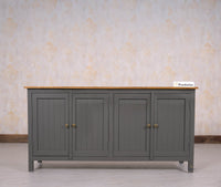 Spain Solid Mango Wood Sideboard Cabinet - 4 Doors - Sideboard - Furniselan - Slate-Grey