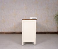 Spain Solid Mango Wood Sideboard Cabinet - 4 Doors - Sideboard - Furniselan - Frosty-White