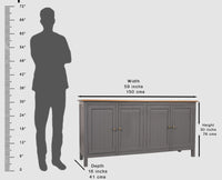Spain Solid Mango Wood Sideboard Cabinet - 4 Doors - Sideboard - Furniselan - Slate-Grey