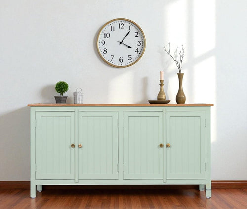 Spain Solid Mango Wood Sideboard Cabinet - 4 Doors - Sideboard - Furniselan - Silt-Green