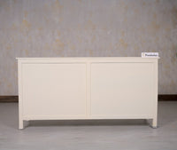 Spain Solid Mango Wood Sideboard Cabinet - 4 Doors - Sideboard - Furniselan - Frosty-White
