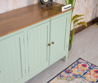 Spain Solid Mango Wood Sideboard Cabinet - 4 Doors - Sideboard - Furniselan - Silt-Green