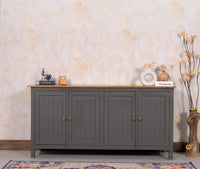 Spain Solid Mango Wood Sideboard Cabinet - 4 Doors - Sideboard - Furniselan - Slate-Grey