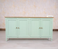 Spain Solid Mango Wood Sideboard Cabinet - 4 Doors - Sideboard - Furniselan - Silt-Green