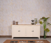 Spain Solid Mango Wood Sideboard Cabinet - 4 Doors - Sideboard - Furniselan - Frosty-White