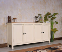 Spain Solid Mango Wood Sideboard Cabinet - 4 Doors - Sideboard - Furniselan - Frosty-White