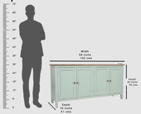 Spain Solid Mango Wood Sideboard Cabinet - 4 Doors - Sideboard - Furniselan - Silt-Green