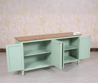 Spain Solid Mango Wood Sideboard Cabinet - 4 Doors - Sideboard - Furniselan - Silt-Green
