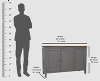 Spain Solid Mango Wood Sideboard Cabinet - Three Doors - Sideboard - Furniselan - Slate-Grey