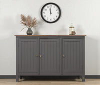 Spain Solid Mango Wood Sideboard Cabinet - Three Doors - Sideboard - Furniselan - Slate-Grey