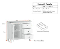 Spain Solid Mango Wood Sideboard Cabinet - Three Drawers & One Door - Sideboard - Furniselan