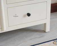 Spain Solid Mango Wood Sideboard Cabinet - Three Drawers & One Door - Sideboard - Furniselan - Milky-White