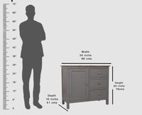 Spain Solid Mango Wood Sideboard Cabinet - Three Drawers & One Door - Sideboard - Furniselan - Slate-Grey