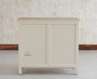 Spain Solid Mango Wood Sideboard Cabinet - Three Drawers & One Door - Sideboard - Furniselan - Milky-White