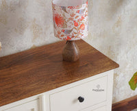 Spain Solid Mango Wood Sideboard Cabinet - Three Drawers & One Door - Sideboard - Furniselan - Milky-White