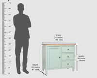Spain Solid Mango Wood Sideboard Cabinet - Three Drawers & One Door - Sideboard - Furniselan - Silt-Green