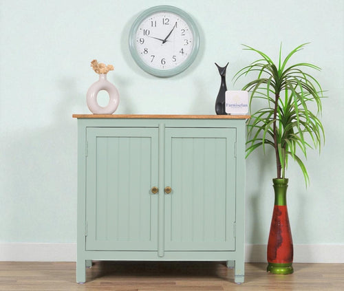 Spain Solid Mango Wood Sideboard Cabinet - Two Doors - Sideboard - Furniselan - Silt-Green