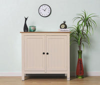 Spain Solid Mango Wood Sideboard Cabinet - Two Doors - Sideboard - Furniselan - Frosty-White
