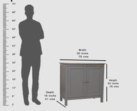 Spain Solid Mango Wood Sideboard Cabinet - Two Doors - Sideboard - Furniselan - Slate-Grey