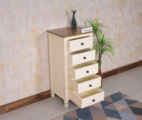 Spain Solid Mango Wood Tall Chest of Drawer - Five Drawers - Chest of Drawer - Furniselan - Frosty-White