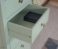 Spain Solid Mango Wood Tall Chest of Drawer - Five Drawers - Chest of Drawer - Furniselan - Silt-Green