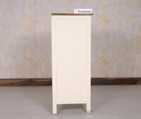Spain Solid Mango Wood Tall Chest of Drawer - Five Drawers - Chest of Drawer - Furniselan - Frosty-White