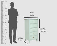 Spain Solid Mango Wood Tall Chest of Drawer - Five Drawers - Chest of Drawer - Furniselan - Silt-Green