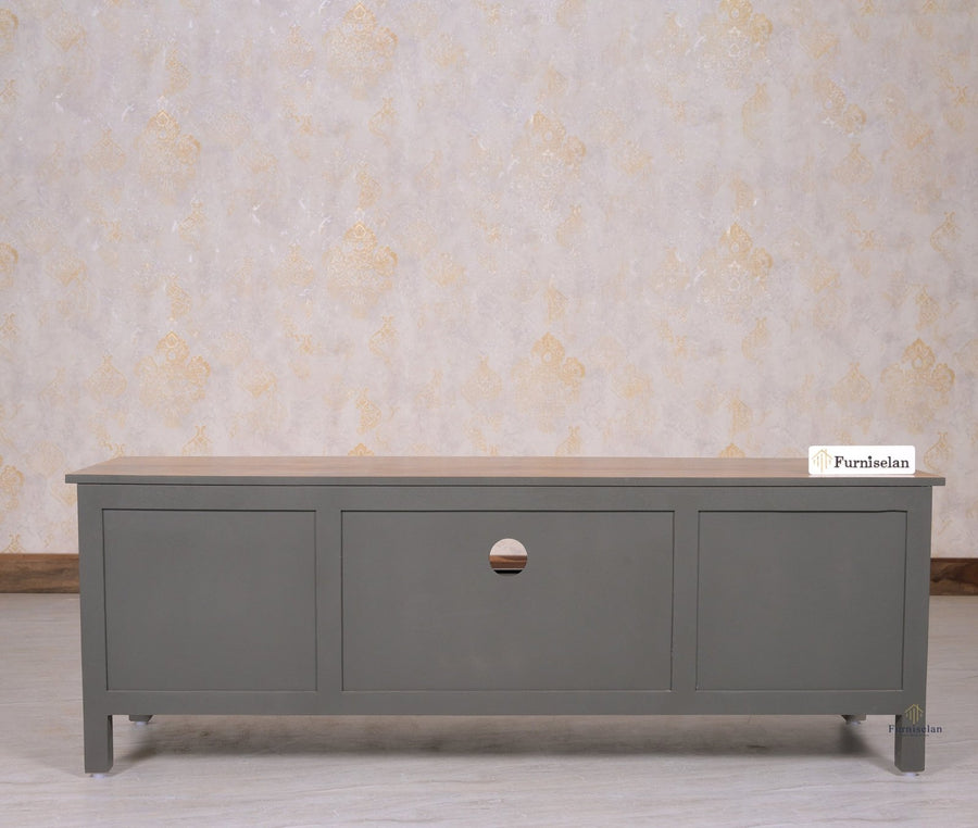 Spain Solid Mango Wood Tv cabinet - Two Doors and One Drawer - Tv Cabinet - Furniselan - Slate-Grey
