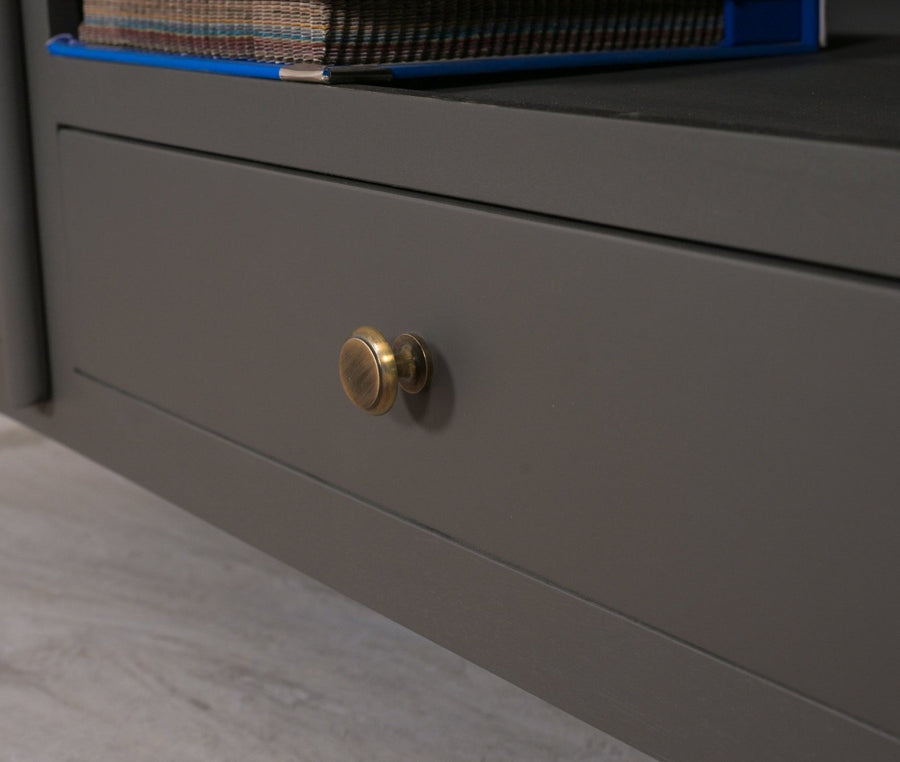 Spain Solid Mango Wood Tv cabinet - Two Doors and One Drawer - Tv Cabinet - Furniselan - Slate-Grey